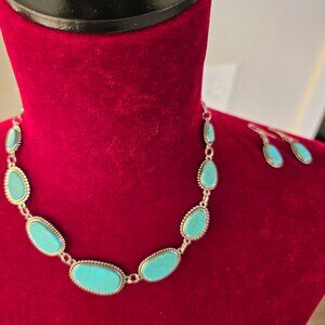Country Aqua Necklace & Earring Set